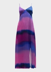 Terez Soft Focus Silk V-Neck Maxi Dress