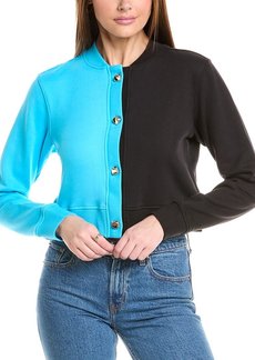 Terez Colorblocked Crop Chili Cardigan