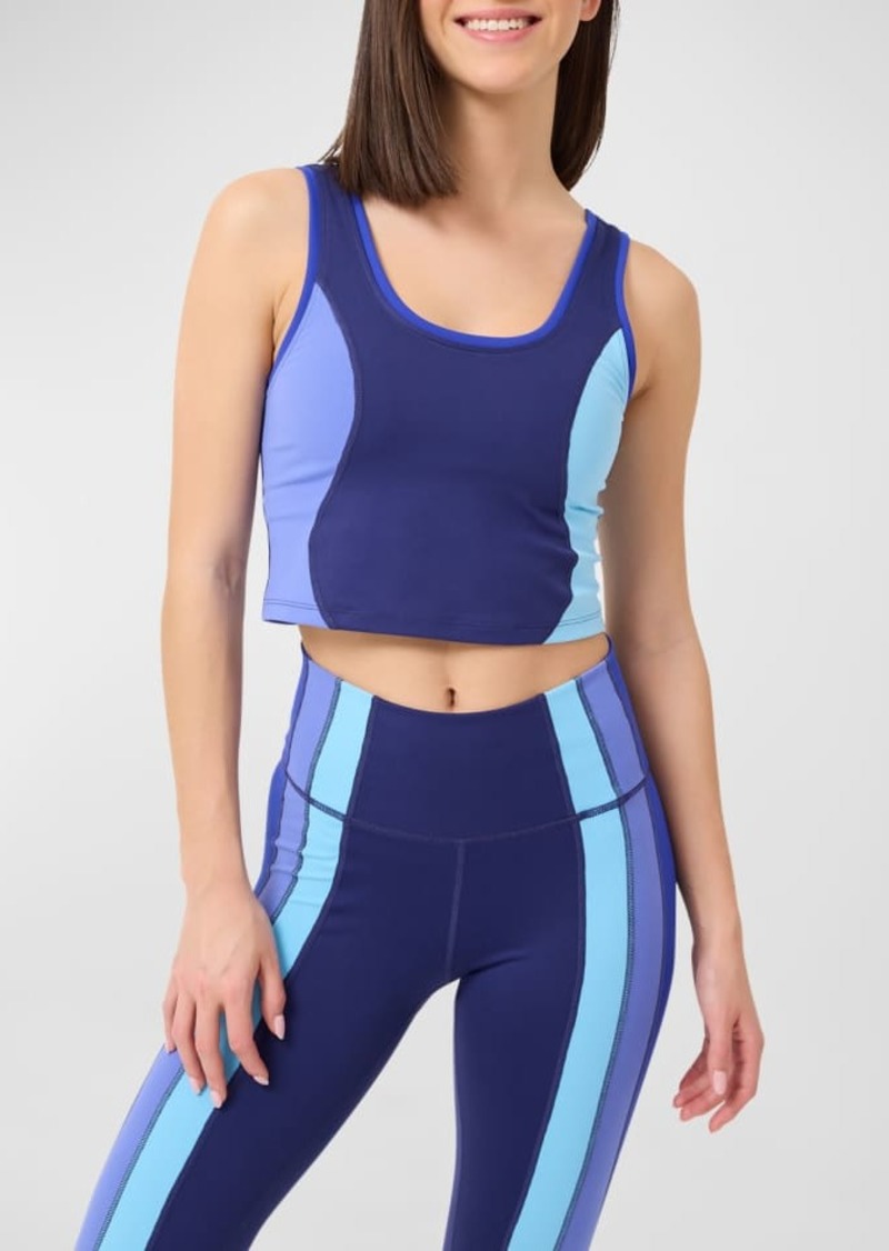 Terez TLC Princess Seam Colorblock Crop Top in Blues