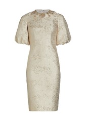 Teri Jon Bead-Embellished Jacquard Dress