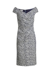 Teri Jon Cap-Sleeve Shimmer Cocktail Dress