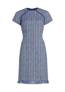 Teri Jon Cotton-Blend Tweed Cocktail Dress