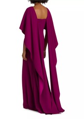 Teri Jon Crepe-Satin Cape Gown