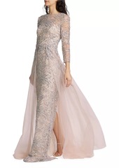 Teri Jon Embellished Tulle A-Line Gown