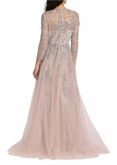 Teri Jon Embellished Tulle A-Line Gown