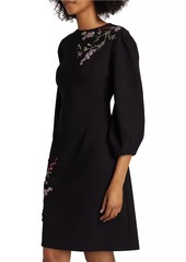 Teri Jon Embroidered Crepe Cocktail Dress