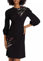 Teri Jon Embroidered Crepe Cocktail Dress