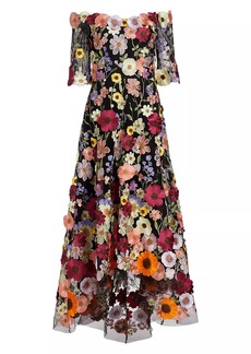 Teri Jon Embroidered Floral Gown