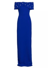 Teri Jon Faux Pearl-Embellished Column Gown