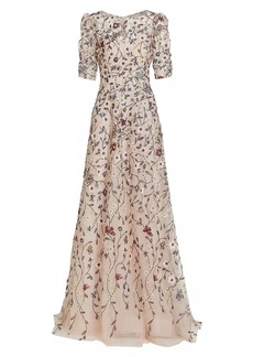 Teri Jon Floral Embroidered Gown