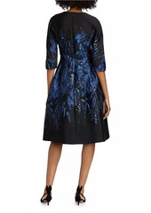 Teri Jon Floral Jacquard Cocktail Dress