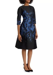 Teri Jon Floral Jacquard Cocktail Dress