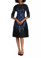 Teri Jon Floral Jacquard Cocktail Dress