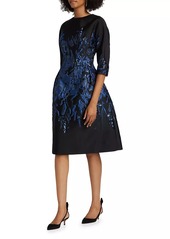 Teri Jon Floral Jacquard Cocktail Dress