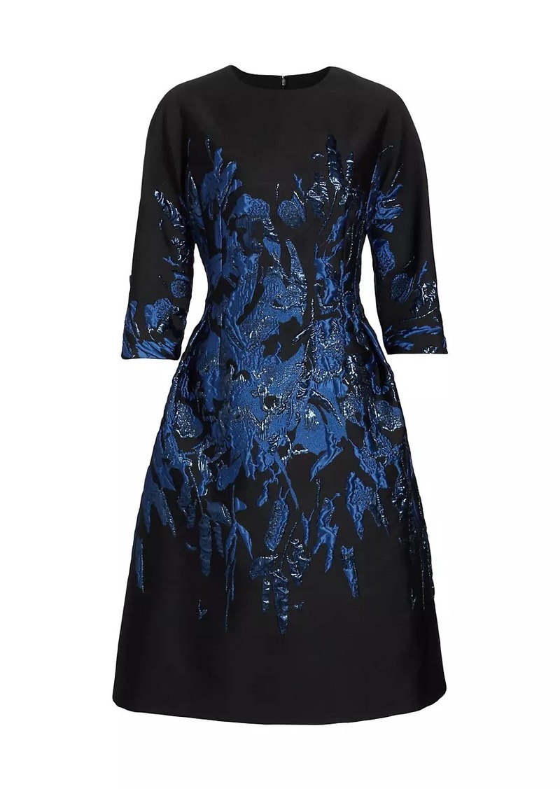 Teri Jon Floral Jacquard Cocktail Dress