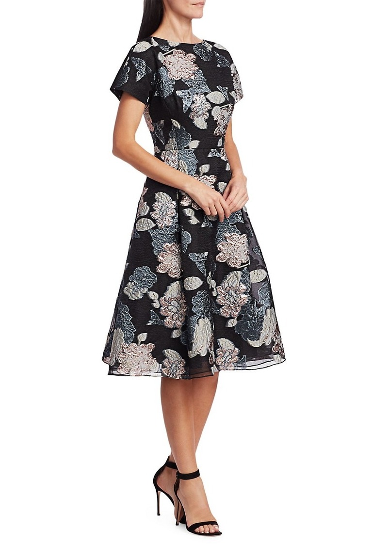 Floral Jacquard Metallic Organza A-Line Dress - 75% Off!