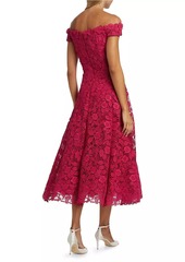 Teri Jon Floral Lace Off-the-Shoulder Cocktail Dress