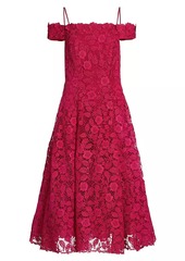 Teri Jon Floral Lace Off-the-Shoulder Cocktail Dress