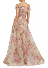 Teri Jon Floral Organza Tulle A-Line Gown
