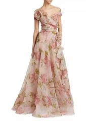 Teri Jon Floral Organza Tulle A-Line Gown