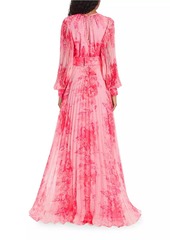 Teri Jon Floral Pleated Gown