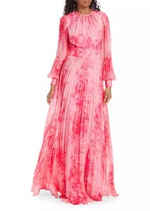 Teri Jon Floral Pleated Gown