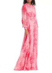 Teri Jon Floral Pleated Gown