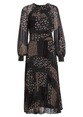 Teri Jon Floral-Printed Chiffon Midi-Dress