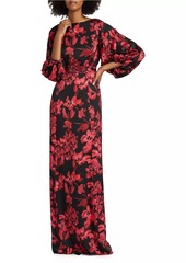 Teri Jon Floral Twill Gown