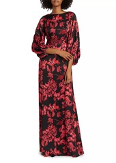 Teri Jon Floral Twill Gown