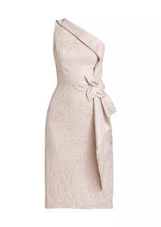 Teri Jon Jacquard One-Shoulder Cocktail Dress