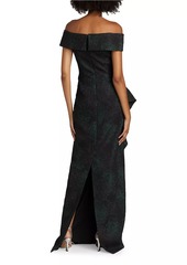 Teri Jon Jacquard Portrait Gown