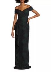 Teri Jon Jacquard Portrait Gown