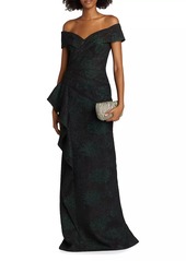 Teri Jon Jacquard Portrait Gown