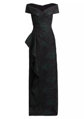 Teri Jon Jacquard Portrait Gown