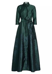 Teri Jon Jacquard Taffeta Shirt Gown