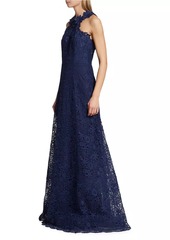 Teri Jon Lace Halter Fit-&-Flare Gown
