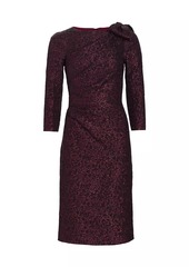 Teri Jon Metallic Jacquard Bow Sheath Dress