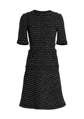 Teri Jon Metallic Striped Tweed Sheath Dress