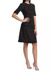 Teri Jon Metallic Striped Tweed Sheath Dress