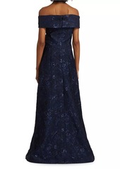 Teri Jon Off-The-Shoulder Gown