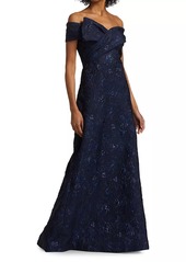 Teri Jon Off-The-Shoulder Gown