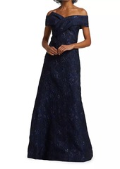 Teri Jon Off-The-Shoulder Gown