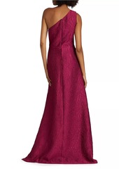 Teri Jon One-Shoulder Jacquard Gown