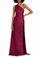 Teri Jon One-Shoulder Jacquard Gown