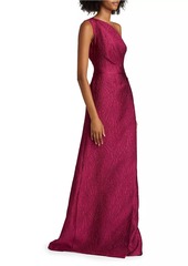 Teri Jon One-Shoulder Jacquard Gown