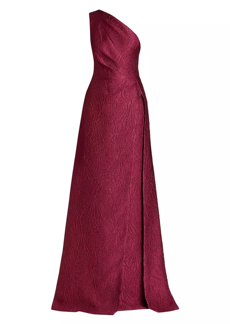 Teri Jon One-Shoulder Jacquard Gown