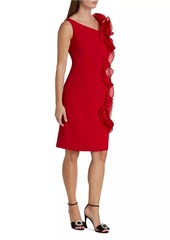 Teri Jon One-Shoulder Rosette Cocktail Dress