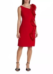 Teri Jon One-Shoulder Rosette Cocktail Dress