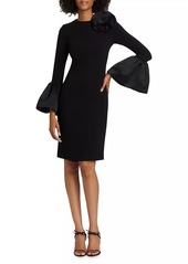 Teri Jon Satin Rosette Crepe Cocktail Dress